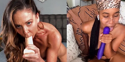 Jenna Foxx & Cherie DeVille are masturbating on split-screen scene