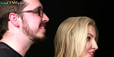 Classy CFNM babes deepthroating a guy