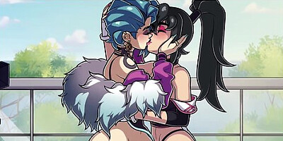 Lesbian Kissing And Strapon Hentai Cartoon