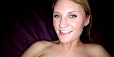 A sexy chick with a crazy look in her eyes is sucking dick