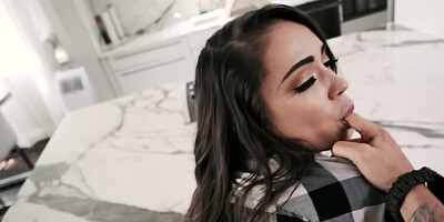 Boyfriend stop cooking to fuck Ashly Anderson in the kitchen