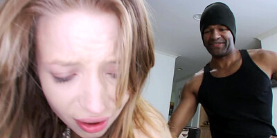 Petite Alyssa Branch stretched from behind by impressive BBC