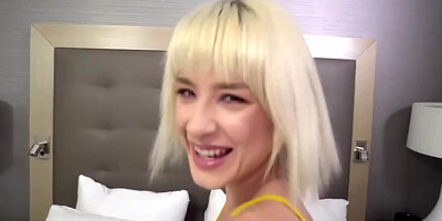 Cute blonde teen Jessie Saint penetrated in the doggy style pose