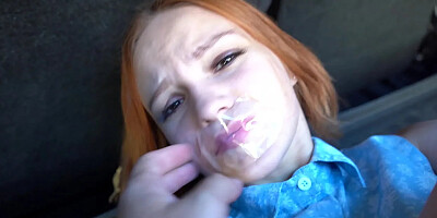 Fucked a Tied Up Girl in Trunk in Woods and Cum in Her Mouth