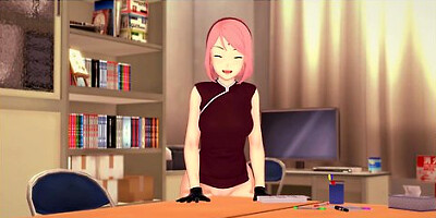 3d Hentai Sakura Masturbates At The Edge Of The Table
