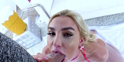 Swallowed - Tall blonde hair Kenzie Anne licks balls