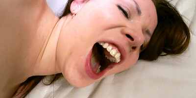 A brunette that enjoys riding dick is getting fucked on the sofa