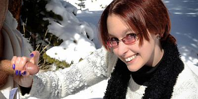 Helpless Brandi de Lafey Strokes A Lonely Snowman - PublicHandjobs