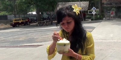 Bella Margo is flashing her ass at the public place