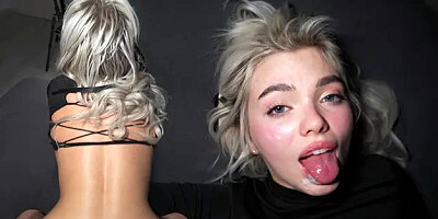 Blonde Submissive Takes Facial from Behind