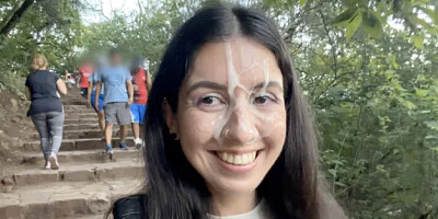 Outdoor Deepthroat Facial on Mountain