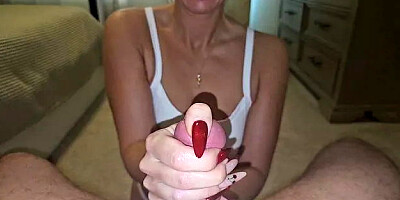Long Pointy Nail Teasing Handjob Blocked Orgasm and Post Torture