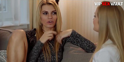 Blonde enjoys erotic FFM threesome