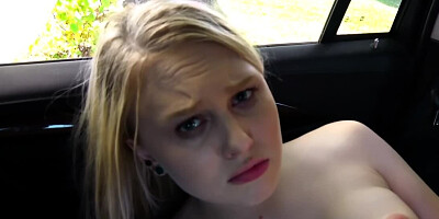 Sweet blonde Lily Rader stretched by huge bruiser in backseat