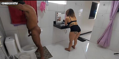I Suck My Best Friends Huge Dick In The Bathroom Then He Shows Me Milk Spilling On Me