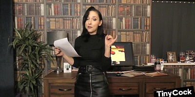 Gorgeous babe reacting to tiny dicks