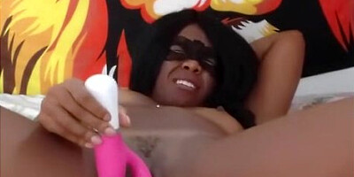 Beautiful Black Brazilian Enjoying Tasty Herself With Toy For The Camera