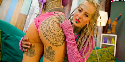Tattooed Model Nahluu Doing Her First