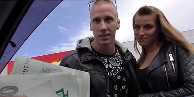 Hunter Pickups Hot Girl And Her BF By The Shopping Center