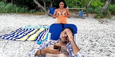 Bored busty Latina stepsis fuck outdoors
