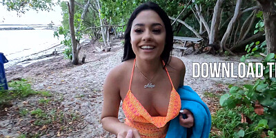 Bored busty Latina stepsis fuck outdoors