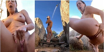 Milf Gives Outdoor Shower Show