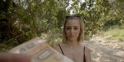 Cute Spanish blonde nailed by inked guy in the forest