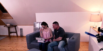 Nerdy girl Natalia Pearl is being fucked in doggystyle position