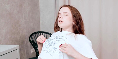 Horny girl with red hair drills herself with fingers