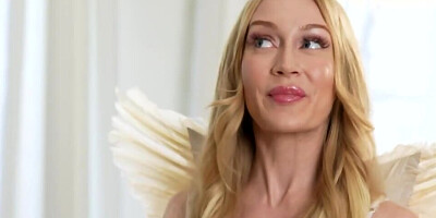 Angelic blonde Emma Starletto bouncing on his boner