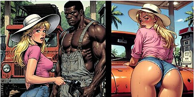 Jungle Gas Station: A Black Pump For A White Wife. Cartoon Bbc Wife Cuckold