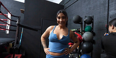 Mexican fitness babe fucked by her trainer after a workout POV