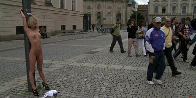 Blond gang banged in public places