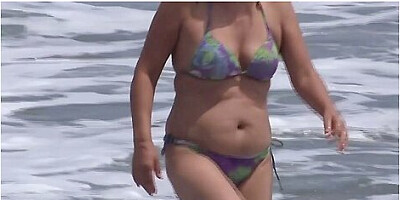 At The Beach, My Beautiful Stepmother Shows Me Her Tits And Her Big, Hairy Pussy
