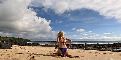 Nymph Plays Dildo On Public Beach