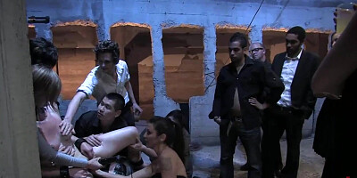 Bound babe group fucked in public 2