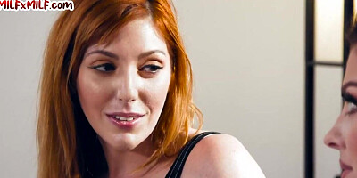 Rimming redhead busty dyke MILF passionately licks GFs pussy