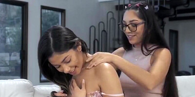 She - Brunette Seduces And Massages Latina