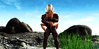3DXPASSION - Outdoor warm fucky-fucky. Xxl black man rod penetrates stiff a uber-sexy ash-blonde in the island