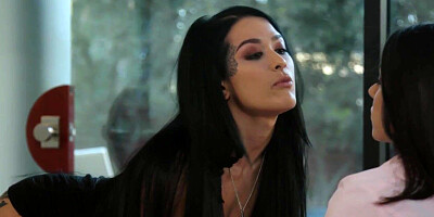 Busty goth scissoring girlfriend
