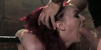 Redhead slave ass hooked and cummed