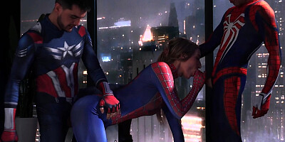 Kinky cosplay chick called Lula gets fucked through the hole in her Spiderman costume