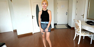 Tiny amateur Thai teen in a bunny outfit