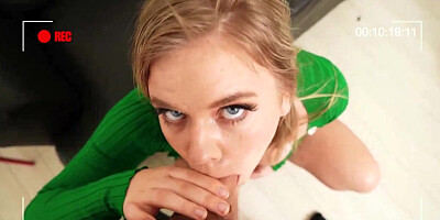 Blonde With Big Saggy Breasts Percy Sires Does Casting Blowjob POV