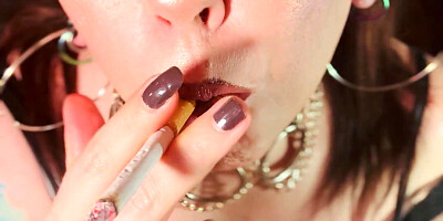 Sloppy Nymph Tina Snua Lights A Plug Ciggie With Matches - PLUMPER Drifting Smoke & Snap Sucks