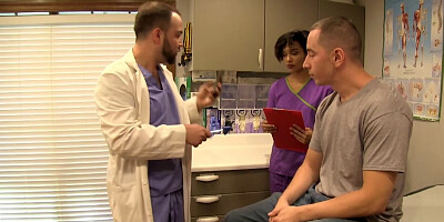 Charming nurse gives that patient a handjob in the office