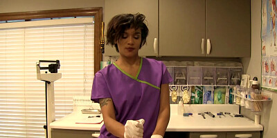 Charming nurse gives that patient a handjob in the office