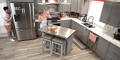 Beautiful blonde Natalia Queen gets fucked in the kitchen