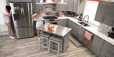 Beautiful blonde Natalia Queen gets fucked in the kitchen