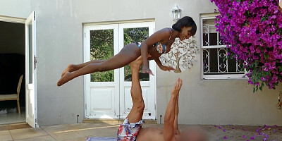 I found this innocent EBONY TEEN deep in her YOGA... turned her session into one she'd never forget